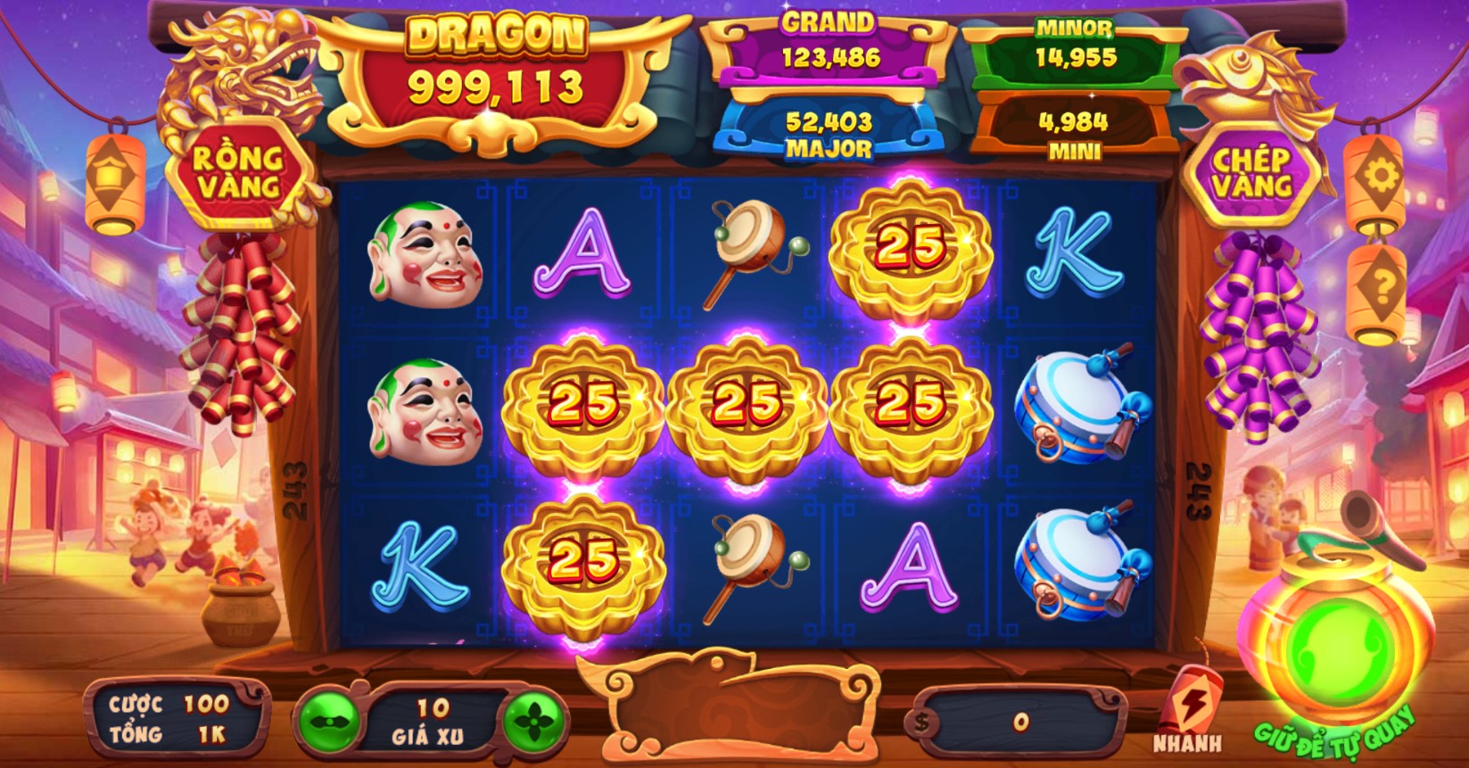 Giao diện game Nổ hũ Hội Pháo Đêm Trăng