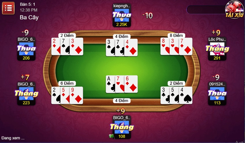 Game bài thường sử dụng bộ bài Tây 52 lá