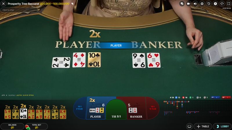 Bàn cược Prosperity Tree Baccarat thiết kế đẹp