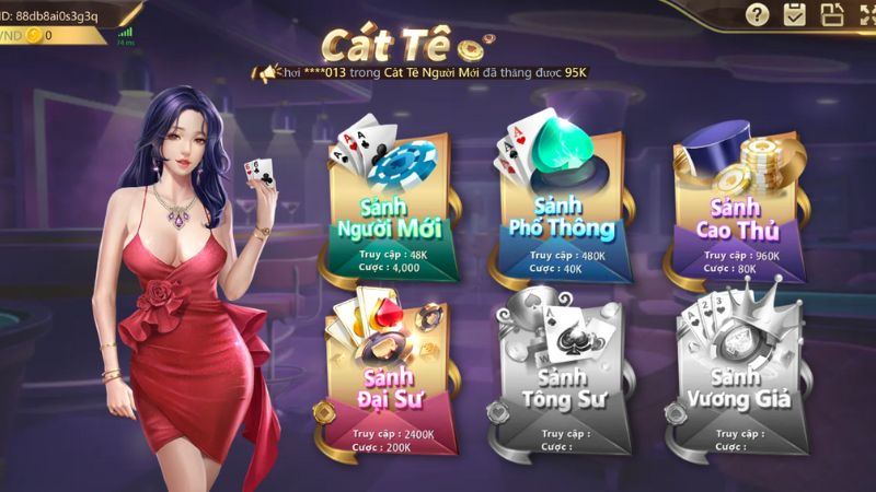 Game bài Catte Fanvip: Đấu trí đỉnh cao, so tài hấp dẫn 1 Hệ thống sảnh chơi game bài Catte Fanvip